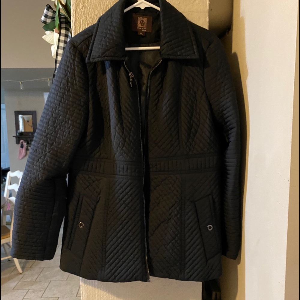 Anne KleinBlack quilted fitted large jacket
